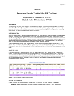 Summarizing Character Variables Using SAS&reg; Proc Report
