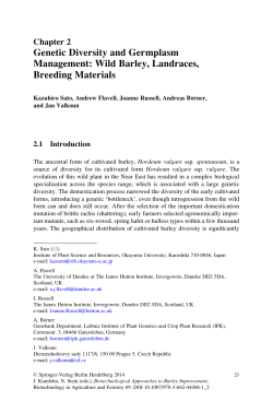 Genetic Diversity and Germplasm Management: Wild Barley