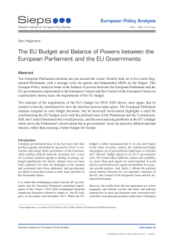 The EU Budget and Balance of Powers between the