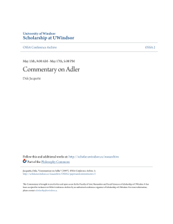 Commentary on Adler - Scholarship at UWindsor