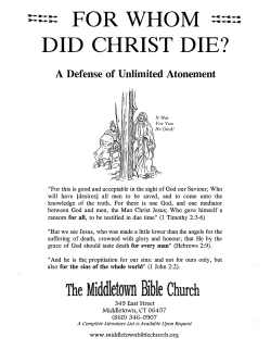 FOR WHOM DID CHRIST DIE? The Middletown Bible Church