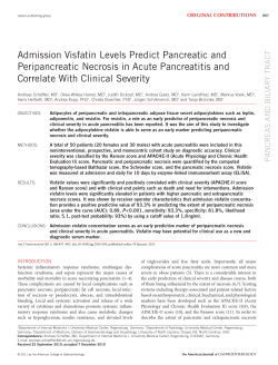 Admission Visfatin Levels Predict Pancreatic and Peripancreatic