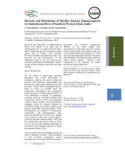 Diversity and Distribution of Mayflies (Insecta: Ephemeroptera) in