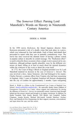 The Somerset Effect: Parsing Lord Mansfield`s Words on Slavery in