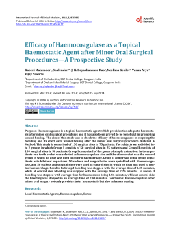 Efficacy of Haemocoagulase as a Topical Haemostatic Agent after