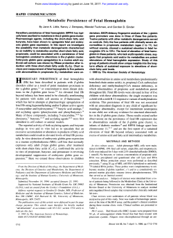 Metabolic Persistence of Fetal Hemoglobin
