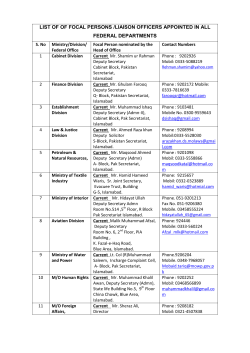 list of of focal persons /liaison officers appointed in all federal