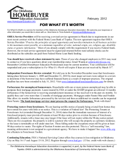 for what it`s worth - Oklahoma Homebuyer Education Association
