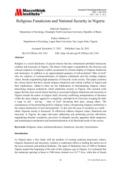 Religious Fanaticism and National Security in Nigeria