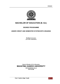 BACHELOR OF EDUCATION (B. Ed.) MAHATMA GANDHI