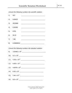Scientific Notation Worksheet