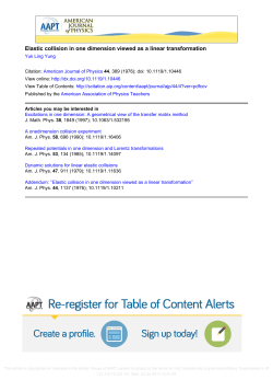 Elastic collision in one dimension viewed as a linear transformation