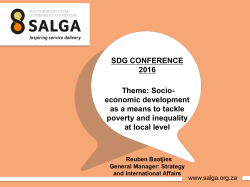 SDG CONFERENCE 2016 Theme: Socio- economic