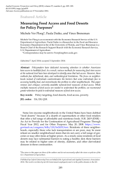Featured Article Measuring Food Access and