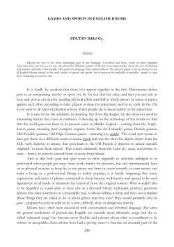GAMES AND SPORTS IN ENGLISH IDIOMS ZOLT&Aacute;N Ildik&oacute; Gy