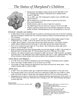 The Status of Maryland`s Children