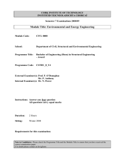 Module Title: Environmental and Energy Engineering