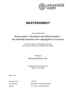 Roma pupils in Slovakia`s educational system&ndash; the obstinate