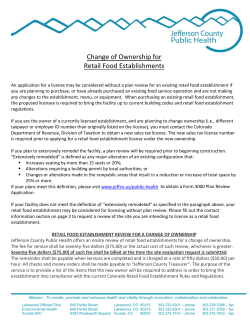 Change of Ownership for Retail Food Establishments