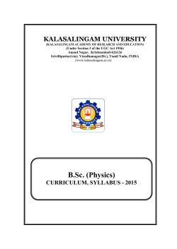 B.Sc. (Physics) - Kalasalingam University