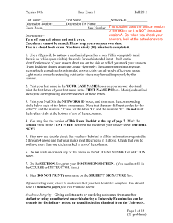 Physics 101A Hour Exam I Fall 2011 Page 1 of 14 (25 problems