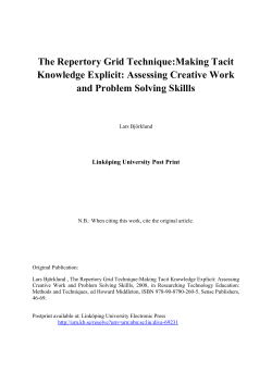 The Repertory Grid Technique:Making Tacit