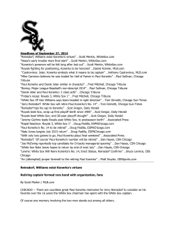 Headlines of September 27, 2014 &ldquo;Reinsdorf, Williams extol