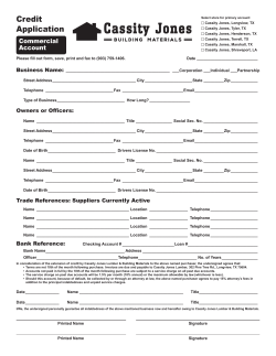 Form: Cassity Jones Credit Application