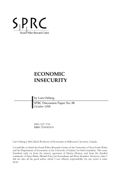 Economic Insecurity - Social Policy Research Centre