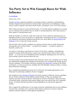 Tea Party Set to Win Enough Races for Wide Influence