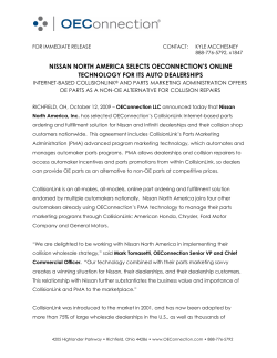 NISSAN NORTH AM ERICA SELECTS OECONNECTION`S ONLINE