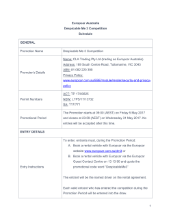 Europcar Australia Despicable Me 3 Competition Schedule
