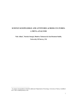 SCIENCE KNOWLEDGE AND ATTITUDES ACROSS CULTURES: A