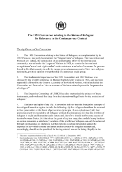 The 1951 Convention relating to the Status of Refugees