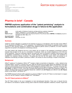 PMPRB explores application of the &ldquo;patent pertaining&rdquo; analysis to