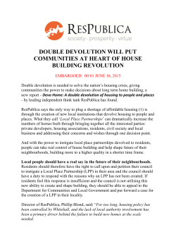 DOUBLE DEVOLUTION WILL PUT COMMUNITIES AT HEART OF