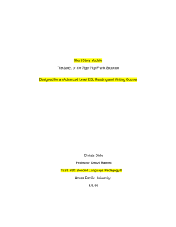 Short Story Module The Lady, or the Tiger?