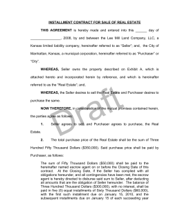 INSTALLMENT CONTRACT FOR SALE OF