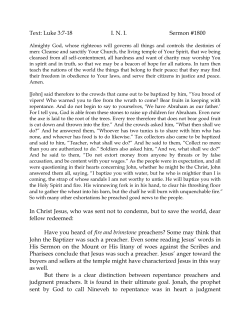 Text: Luke 3:7-18 INI Sermon #1800 In Christ Jesus, who was sent