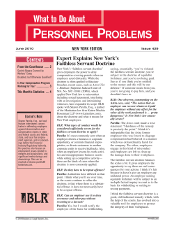 CONTENTS Expert Explains New York`s Faithless Servant Doctrine