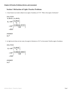 Section 1 Refraction of Light: Practice Problems