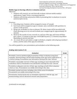 Mobile Apps in Nursing: effective evaluation and use - UW