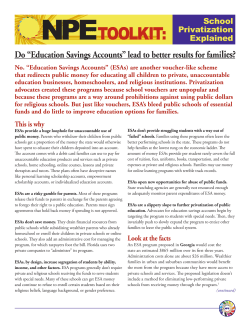 Education Savings Accounts - Network For Public Education