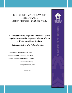 BINI CUSTOMARY LAW OF INHERITANCE Shift in &ldquo;Igiogbe&rdquo;