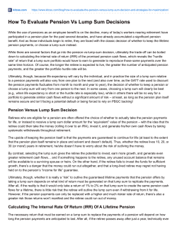 How To Evaluate Pension Vs Lump Sum Decisions