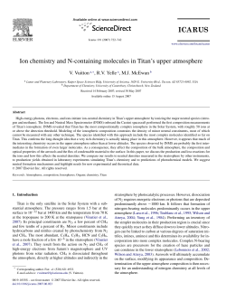 Ion chemistry and N-containing molecules in Titan`s upper atmosphere