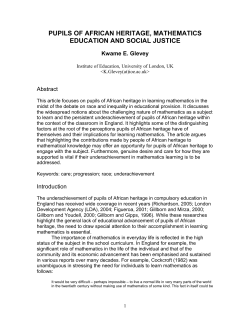 THE ACHIEVEMENTS OF PUPILS OF AFRICAN ANCESTRY IN