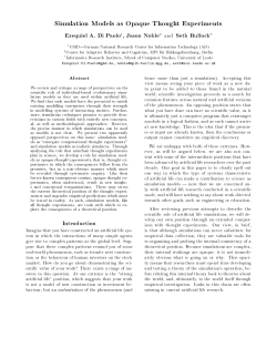 Simulation Models as Opaque Thought Experiments