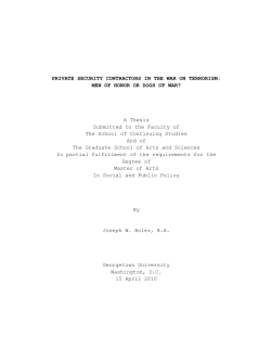 PRIVATE SECURITY CONTRACTORS IN THE WAR ON TERRORISM