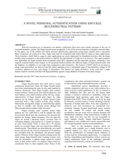A NOVEL PERSONAL AUTHENTICATION USING KNUCKLE
